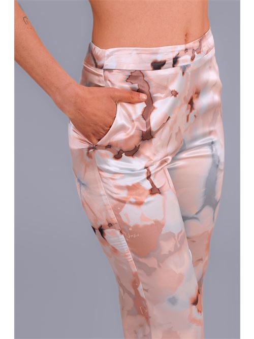 Pantalone in raso fantasia Nikamo | P057SASTRATTO CIELO